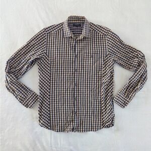 Ted Baker London Blue Yellow Plaid Long Sleeve Button Down Shirt Mens 3 (US M)